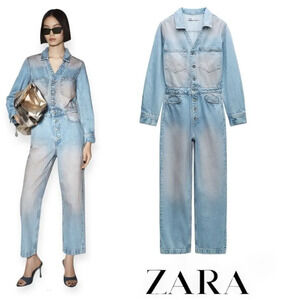 ZARA | Blue-Pink | Z1975 FADED PINK DENIM JUMPSUIT